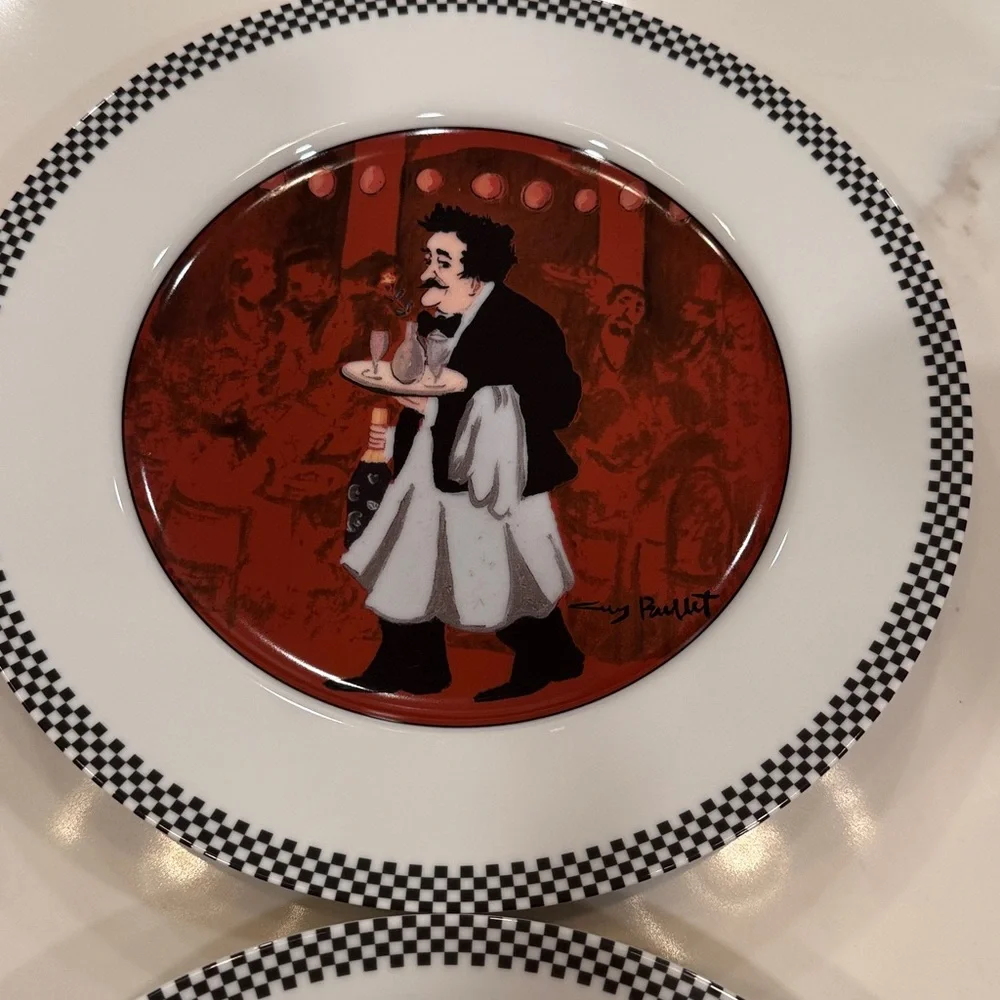 Guy Buffet Waiter Suite Porcelain Dinner Plates (6)